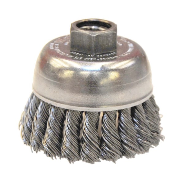 Weiler 2-3/4" Single Row Knot Wire Cup Brush .020" Steel Fill 5/8"-11 UNC Nut 13286 - main
